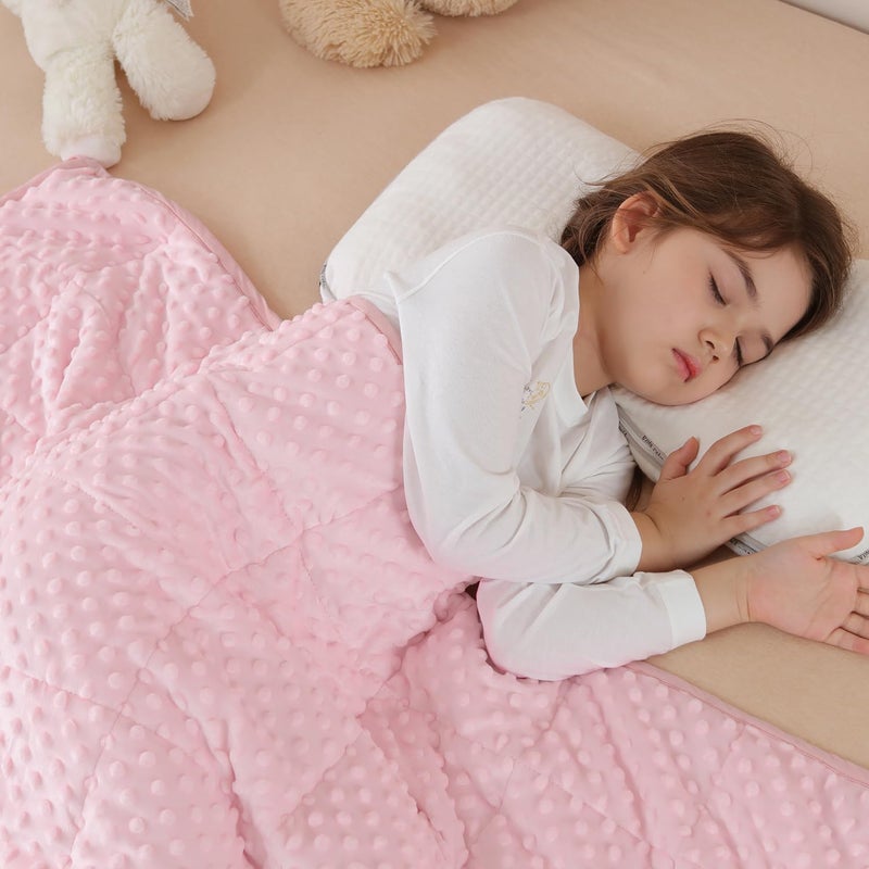 Sivio Weighted Blanket  Minky Dots Weighted Blanket Soft and Cozy Cooling Heavy Blanket for Bed  Calm and Nap  School and Home 3lbs 36 x 48inches  Pink - Image 1