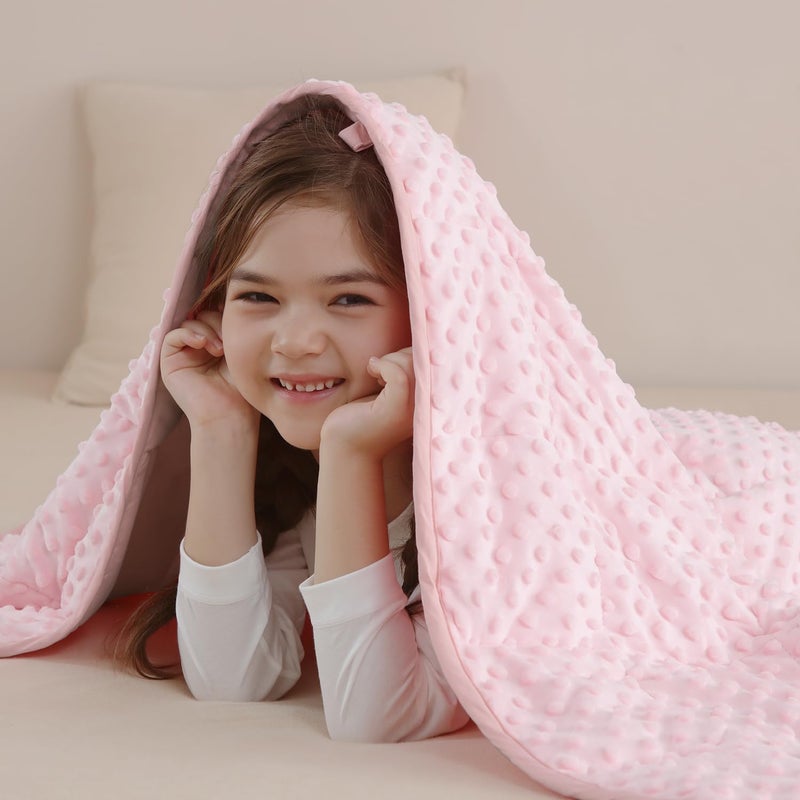 Sivio Weighted Blanket  Minky Dots Weighted Blanket Soft and Cozy Cooling Heavy Blanket for Bed  Calm and Nap  School and Home 3lbs 36 x 48inches  Pink - Image 5