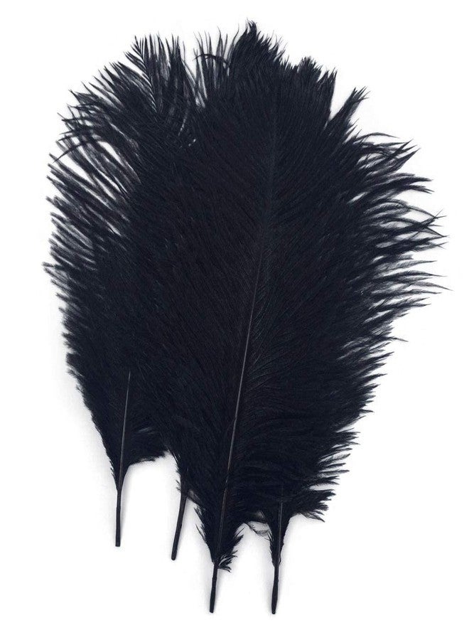 Shekyeon Black 10-12inch 25-30cm Ostrich Feather Home Decoration DIY Craft Pack of 10 - Image 1