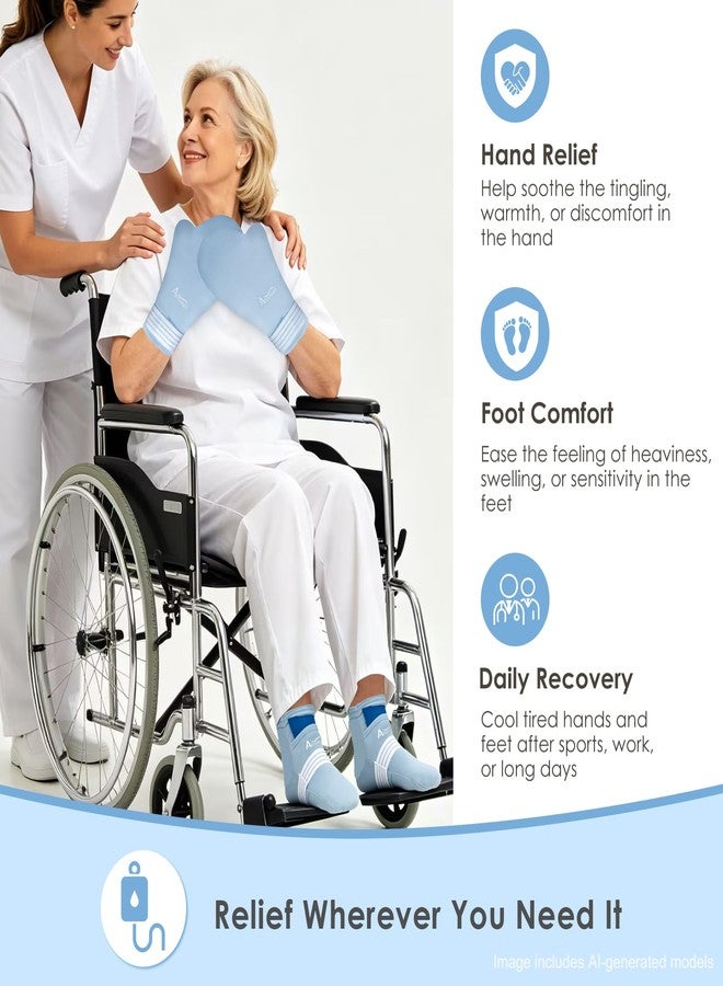 Atsuwell Chemo Gloves and Socks for Neuropathy, Cold Therapy Socks & Cooling Gloves for Soothing Hand Foot Discomfort, Reusable Hand Foot Ice Pack Chemo Care Package for Women and Men, Blue, S/M - Image 2