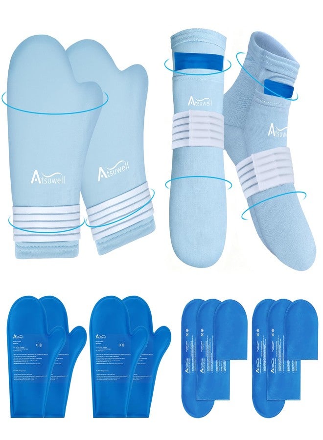 Atsuwell Chemo Gloves and Socks for Neuropathy, Cold Therapy Socks & Cooling Gloves for Soothing Hand Foot Discomfort, Reusable Hand Foot Ice Pack Chemo Care Package for Women and Men, Blue, S/M - Image 1