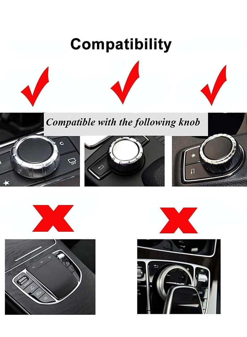 Excefore غطاء زينة وملصقات وشعارات ومقابض أزرار التحكم في الوسائط المتعددة المعدلة المعدنية لسيارات مرسيدس بنز A B E GLK GLA CLA GLE ML GL Class (مقبض 29 مم، فضي) - Image 5