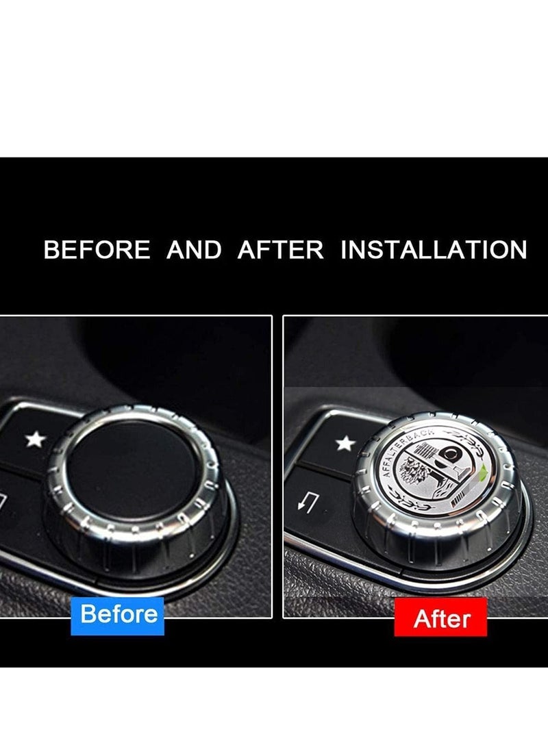 Excefore غطاء زينة وملصقات وشعارات ومقابض أزرار التحكم في الوسائط المتعددة المعدلة المعدنية لسيارات مرسيدس بنز A B E GLK GLA CLA GLE ML GL Class (مقبض 29 مم، فضي) - Image 2