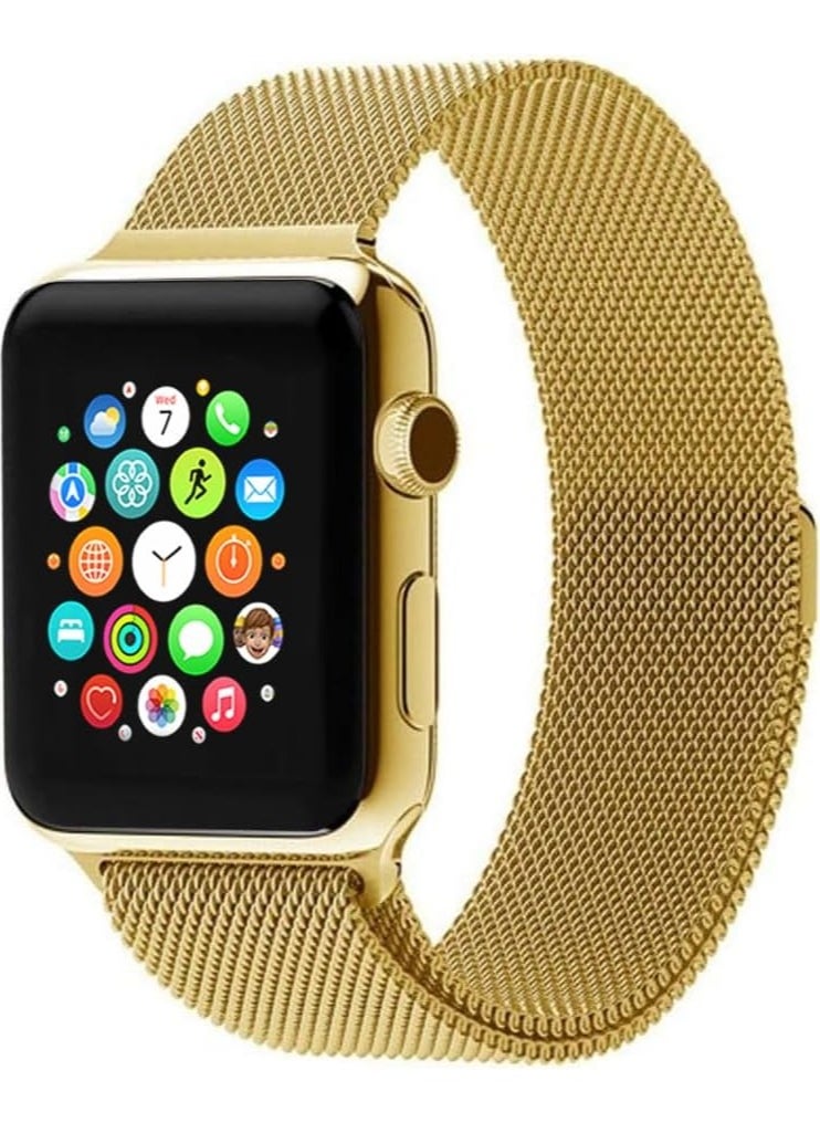 FITIT FITIT Stainless Steel Metal Strap Milanese Loop Alloy Replacement for iWatch Series 9 and Below, 38mm 40mm 41mm with powerful Magnetic lock, Gold.  - Image 1