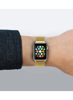 FITIT FITIT Stainless Steel Metal Strap Milanese Loop Alloy Replacement for iWatch Series 9 and Below, 38mm 40mm 41mm with powerful Magnetic lock, Gold.  - Image 3