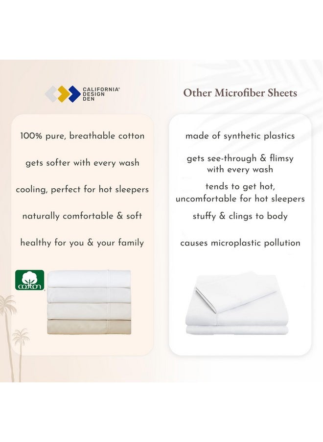 California Design Den - California Design Den Soft 100% Cotton Sheets King Size Bed Sheets Set with Deep Pockets, King Bedding Set for White Sheets, Cooling Sheets with Sateen Weave (White) - Image 1