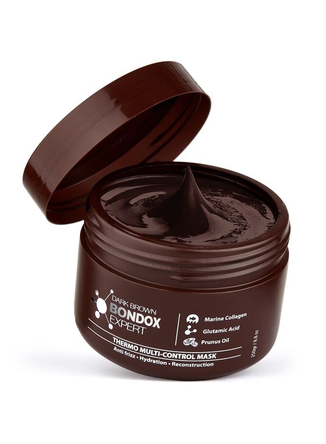 Nutree Professional Dark Brown Color BONDOX HAIR 8.8 oz - Color Depositing Mask - Dark Brown - Marine Collagen and Almond Oil - Formaldehyde-Free - Repairs the Hair Elasticity & Flexibility, Softens, Moisturizers - Image 1