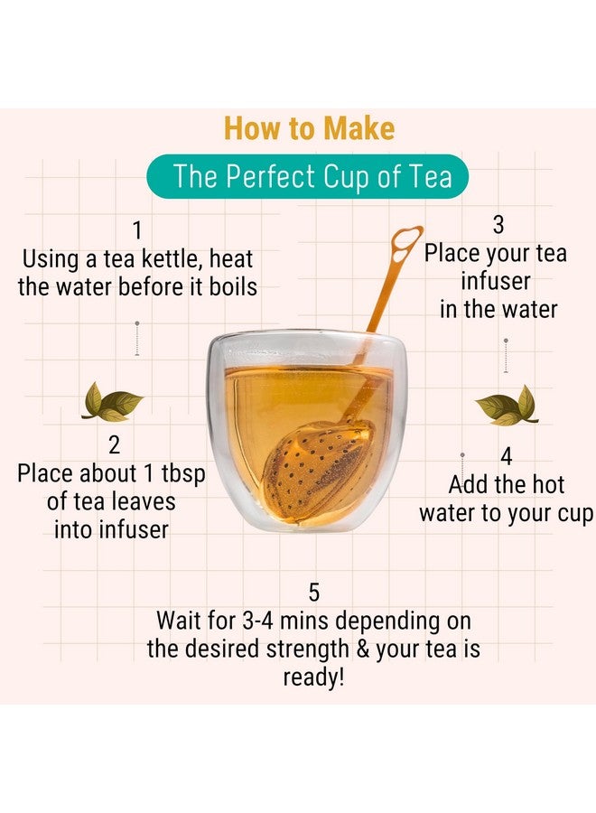 OH CHA - Heart Shaped Golden Tea Infuser, Stainless Steel | BPA Free | 14cms - Image 4