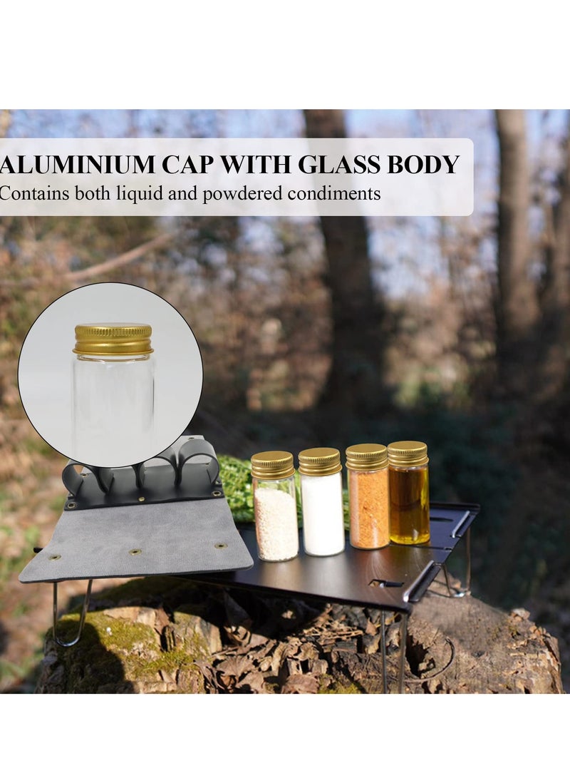 SOLARAE Portable Camping Spice Storage Bag with 4 Spice Jars - Outdoor Seasoning Kit, PU Leather Spice Organizer for Travel, Hiking, BBQ, and Camping Adventures. - Image 4