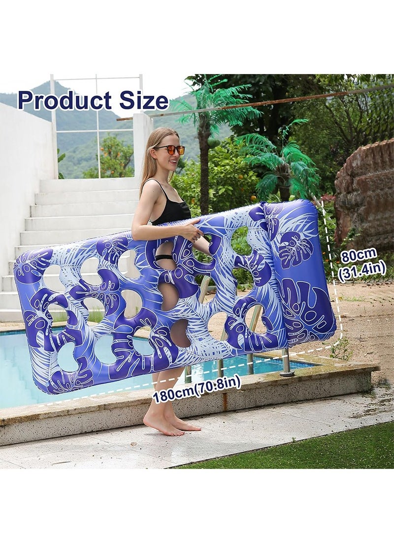 TAPIT - 180x80cm Inflatable Pool Float for Adults Eco-Friendly Ventilated Breathable Floating Beds Portable Water Lounger Beach Lake Pool Party Family Use Supports 150kg Weight (Blue) - Image 1