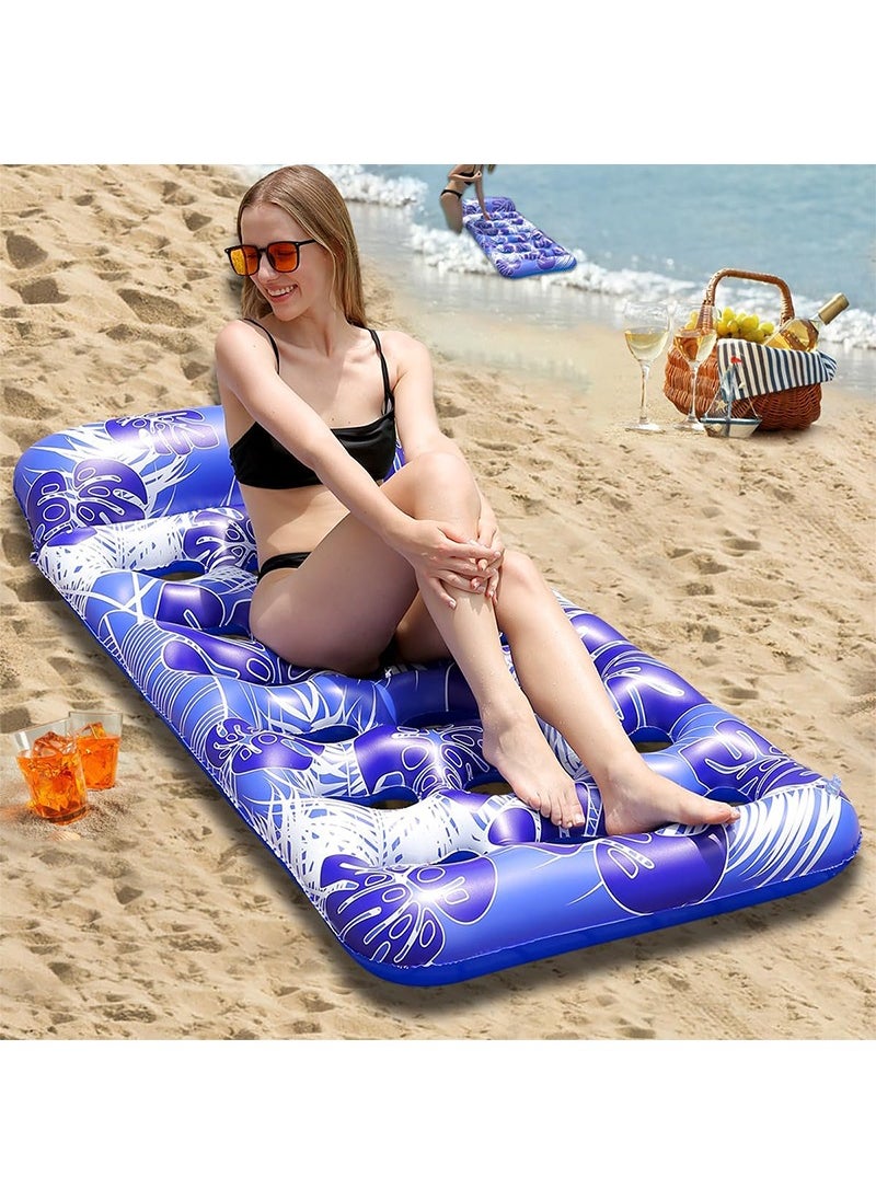 TAPIT - 180x80cm Inflatable Pool Float for Adults Eco-Friendly Ventilated Breathable Floating Beds Portable Water Lounger Beach Lake Pool Party Family Use Supports 150kg Weight (Blue) - Image 1