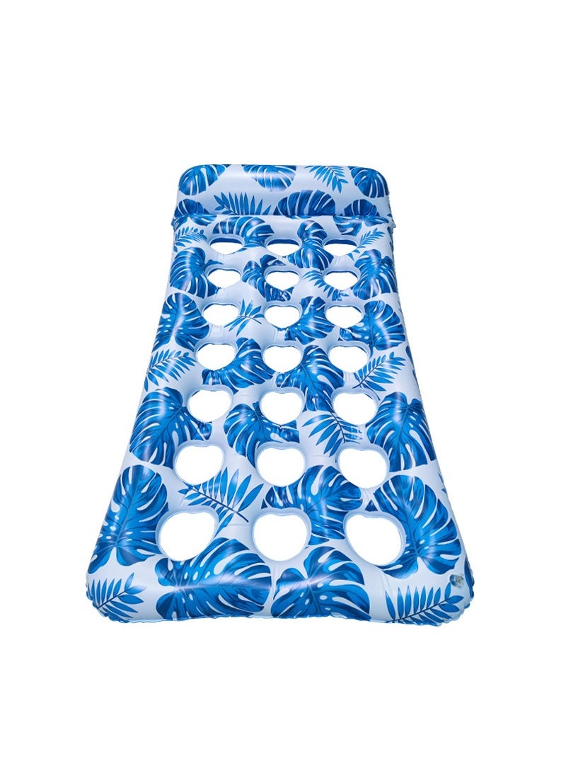 TAPIT - 180x80cm Inflatable Pool Float for Adults Eco-Friendly Ventilated Breathable Floating Beds Portable Water Lounger Beach Lake Pool Party Family Use Supports 150kg Weight (Blue) - Image 1