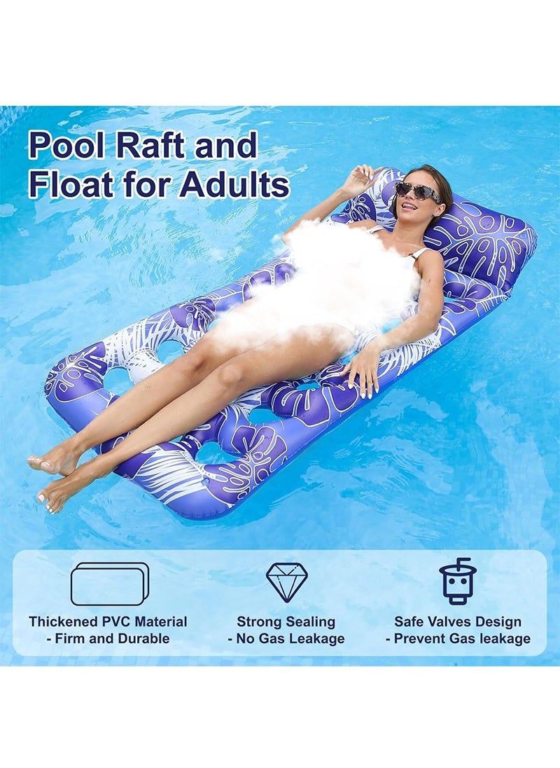 TAPIT - 180x80cm Inflatable Pool Float for Adults Eco-Friendly Ventilated Breathable Floating Beds Portable Water Lounger Beach Lake Pool Party Family Use Supports 150kg Weight (Blue) - Image 1