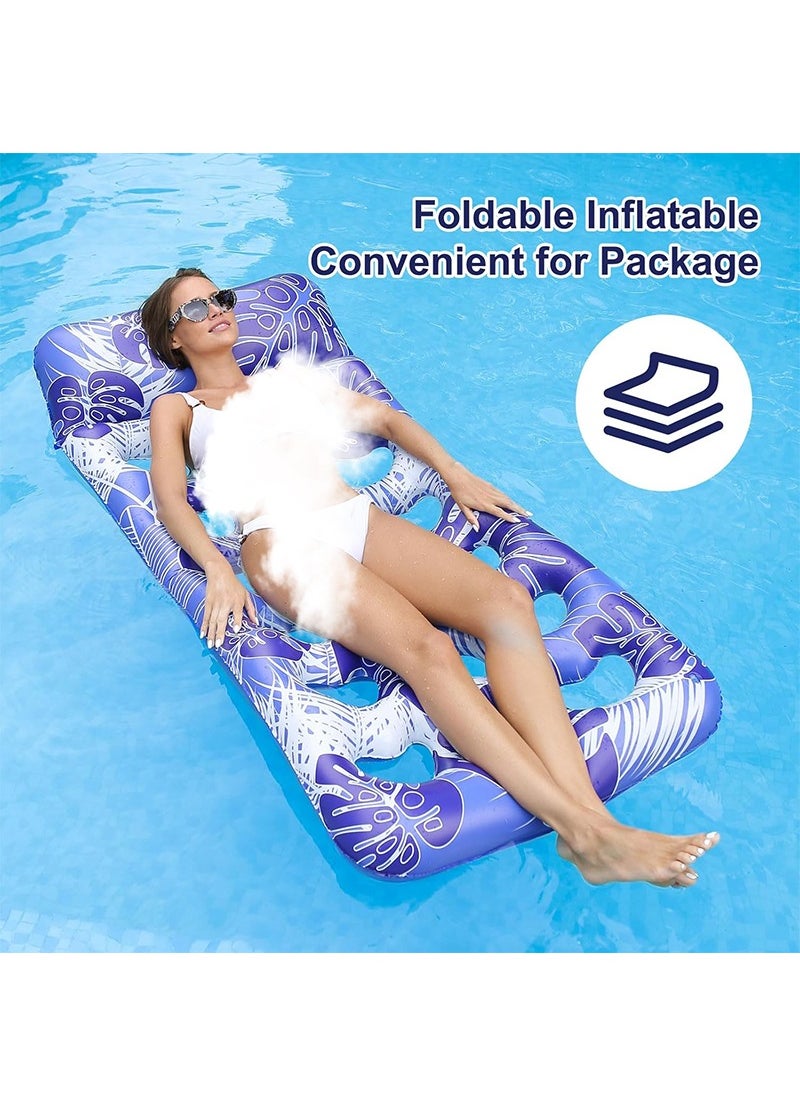 TAPIT - 180x80cm Inflatable Pool Float for Adults Eco-Friendly Ventilated Breathable Floating Beds Portable Water Lounger Beach Lake Pool Party Family Use Supports 150kg Weight (Blue) - Image 1