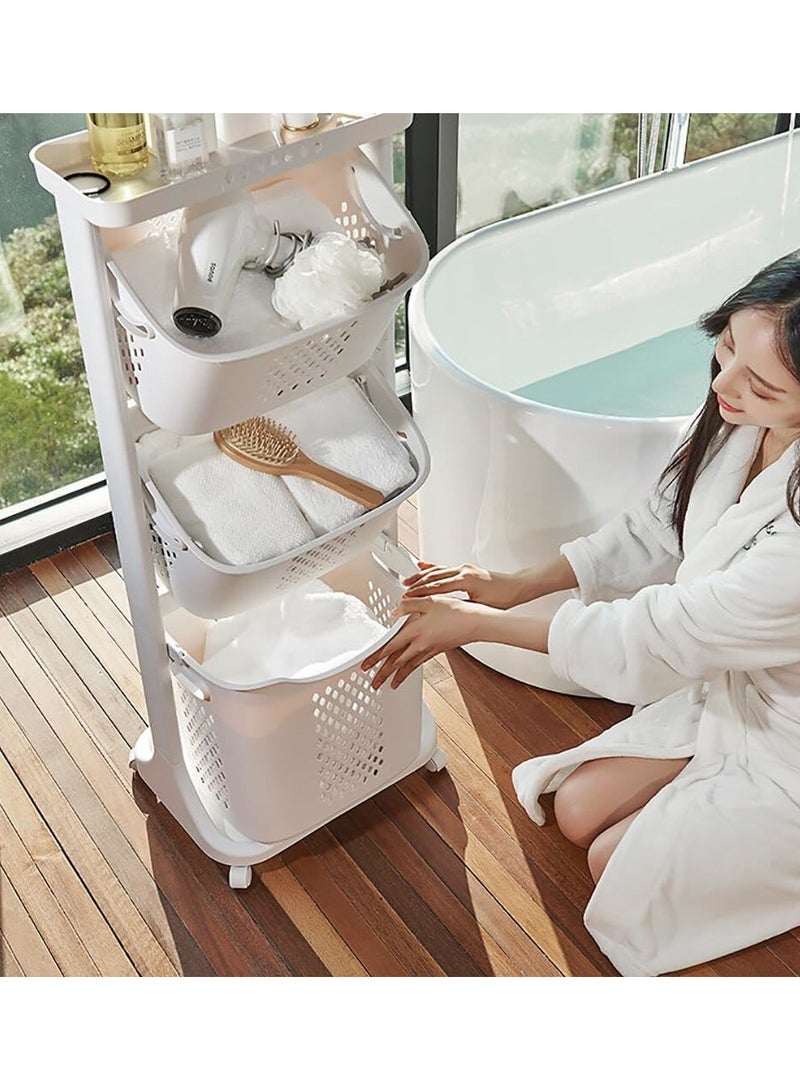 DubaiGallery 3-Tier Laundry Basket with Wheel Rolling Laundry Sorter Hamper for Kitchen Bedroom Bathroom - Image 4