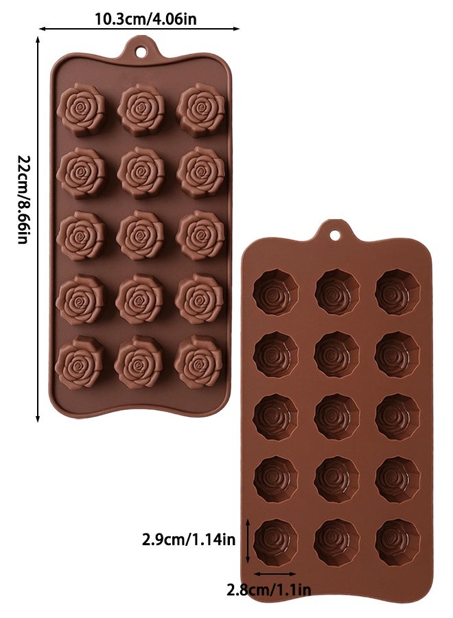 2 Pack Rose Shape Silicone Mould, Chocolate, Wax, Jelly & Candy Mould, Non-Stick, Reusable & Flexible, Multi-Purpose Silicone Tray For DIY Soaps, Sweets, Gummy Treats, Wax Melts - Image 2