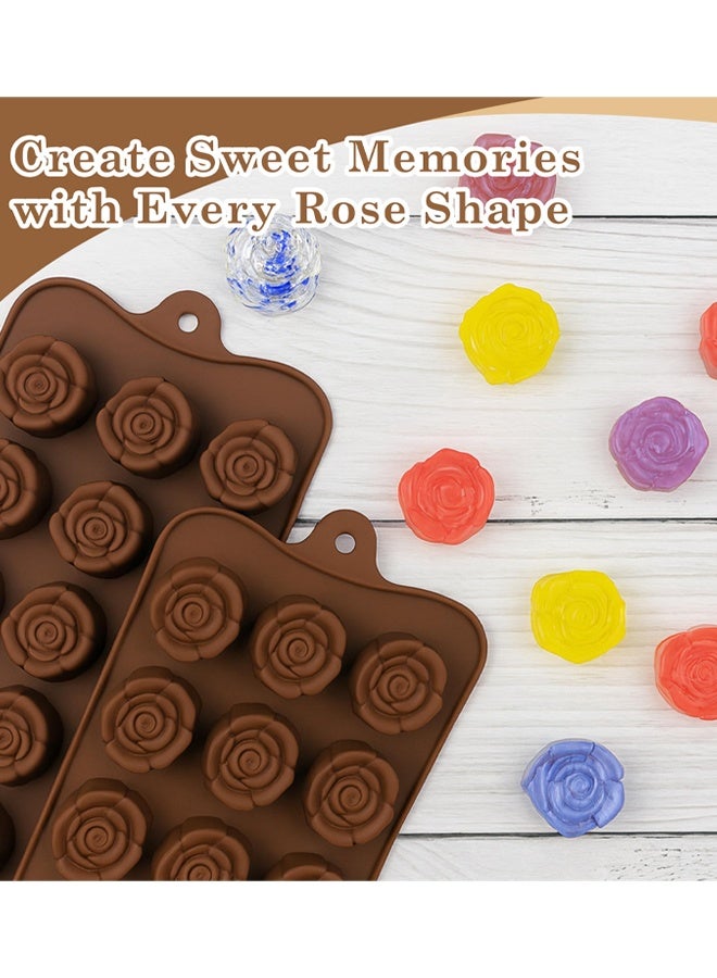 2 Pack Rose Shape Silicone Mould, Chocolate, Wax, Jelly & Candy Mould, Non-Stick, Reusable & Flexible, Multi-Purpose Silicone Tray For DIY Soaps, Sweets, Gummy Treats, Wax Melts - Image 3