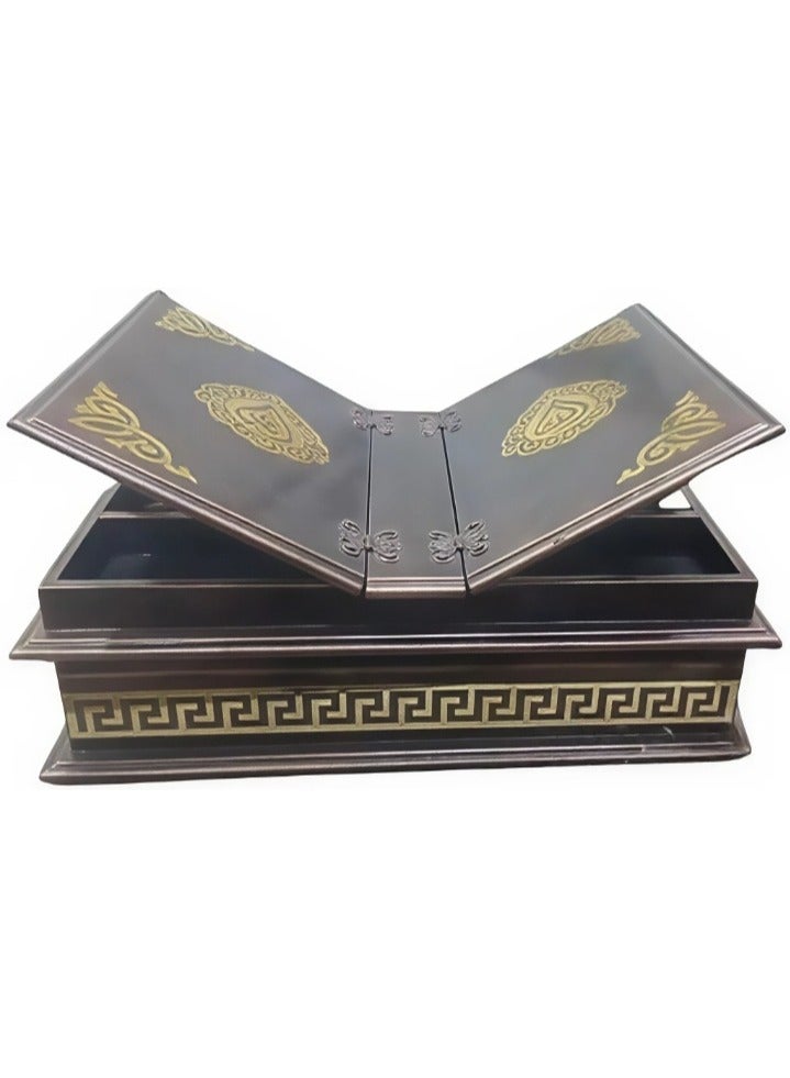 REBENUO Elegant Islamic Quran Stand and Storage Box - Ornate Wooden Holy Book Holder for Home Decor and Prayer - Perfect Muslim Gift for Eid and Ramadan - Image 1