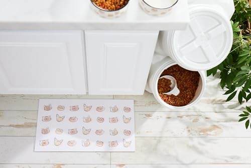 Pearhead AntiSlip Pet Feeding Mat Cushioned Waterproof Cat Bowl Placement Mat Pet Owner Must Have Pet Accessory White with Black and Tan Cat Faces Design - Image 3
