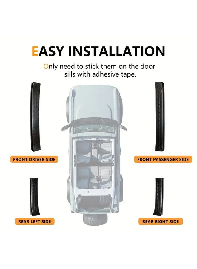 4Pcs Black PVC Door Sill Protector Guards for Ford Bronco 2021 2025 Front Rear Entry Scuff Plate Welcome Pedal Cover Durable Stylish Protection - Image 3