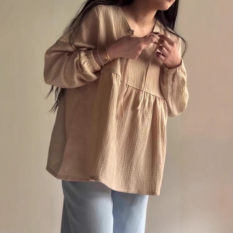 2025 Export Women'S New Fashion Simple Casual Long-Sleeved Lazy Loose Tops - Image 2