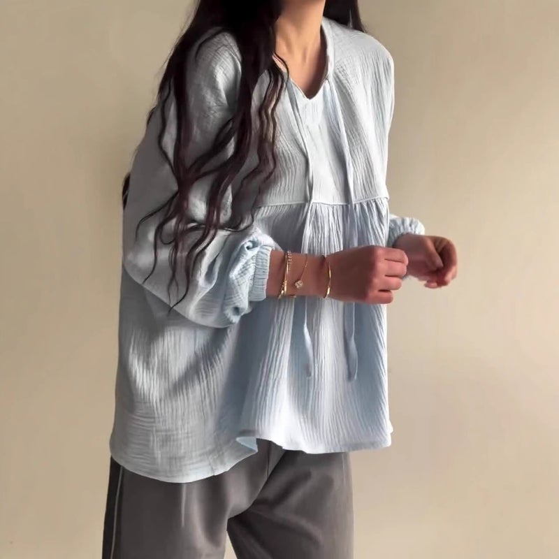 2025 Export Women'S New Fashion Simple Casual Long-Sleeved Lazy Loose Tops - Image 1