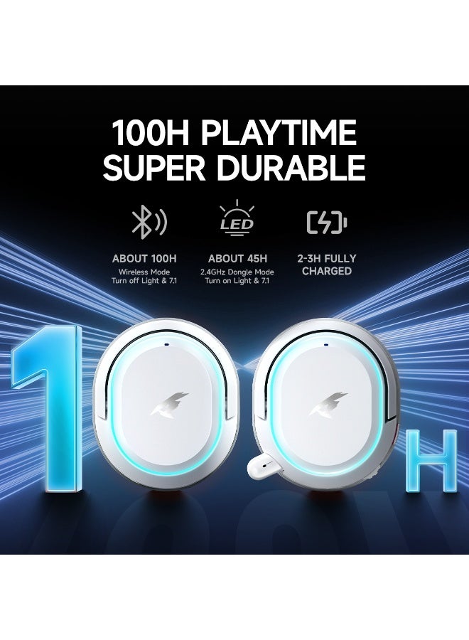 Picun G2 Wireless Gaming Headset, 7.1 Surround Sound, 2.4GHz USB Gaming Headphones with Bluetooth 5.4, 100H Battery, ENC Noise Canceling Mic, RGB Light, Wireless Headset for PC PS5 PS4 Mac Switch - Image 5