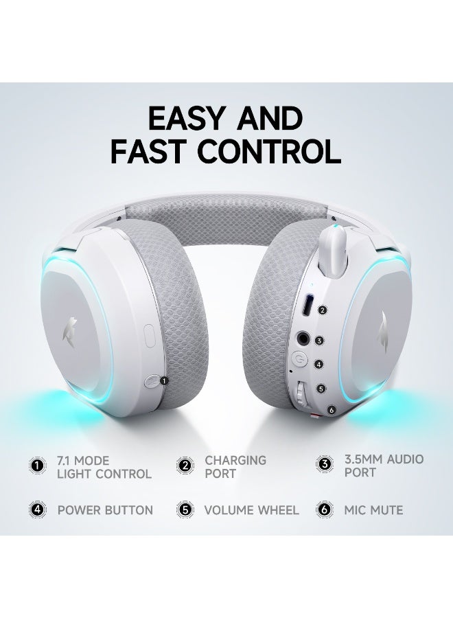 Picun G2 Wireless Gaming Headset, 7.1 Surround Sound, 2.4GHz USB Gaming Headphones with Bluetooth 5.4, 100H Battery, ENC Noise Canceling Mic, RGB Light, Wireless Headset for PC PS5 PS4 Mac Switch - Image 4