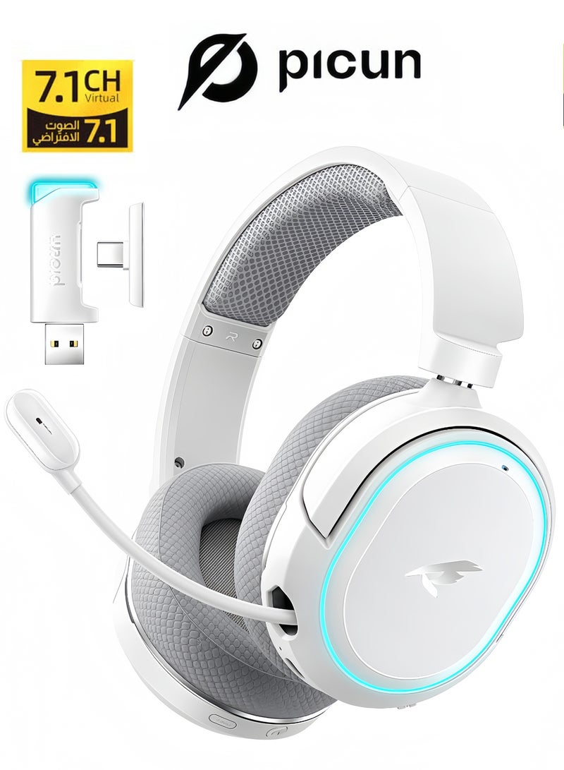 Picun G2 Wireless Gaming Headset, 7.1 Surround Sound, 2.4GHz USB Gaming Headphones with Bluetooth 5.4, 100H Battery, ENC Noise Canceling Mic, RGB Light, Wireless Headset for PC PS5 PS4 Mac Switch - Image 1