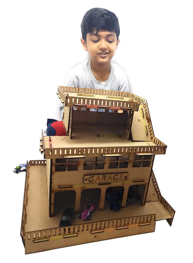 StepsToDo Ultimate Car Parking Making Kit;Car Showroom & Play House Making Kit Engineering Activity. Build & Paint. Painting Art Kit. Parking;Ramp Track. Hot Track For Wheels Car.(41 By 41 Cm) - Image 5