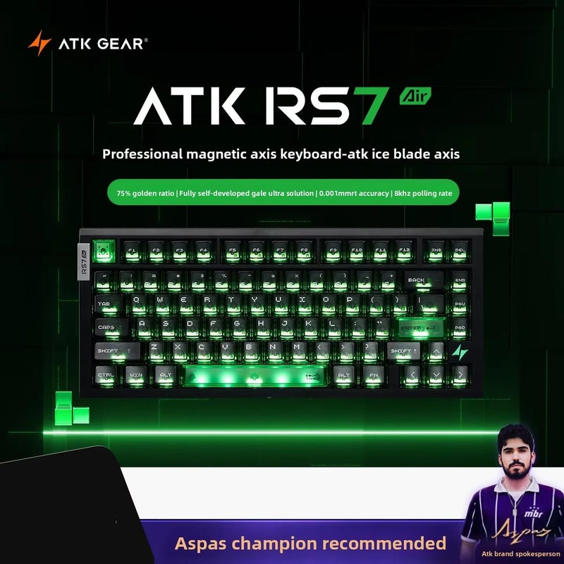 اي تي كي لوحة مفاتيح ATK RS7 Air Magnetic Switch Mechanical Keyboard 8KHz RT 0.001mm Wired Gasket Gaming Keyboard for Esports Gamers - Image 1