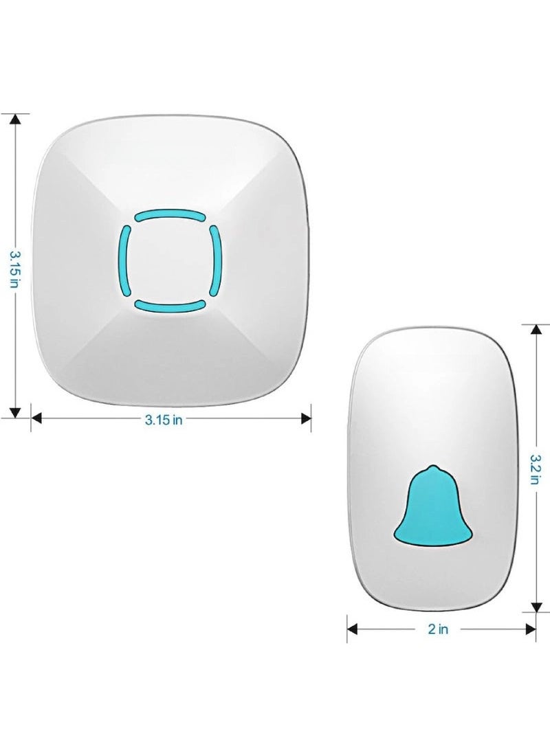 Wireless Doorbell Kit – Waterproof with 36 Chime Tones & 1000ft Range | Adjustable Volume, LED Flash, 1 Receiver + 1 Push Button