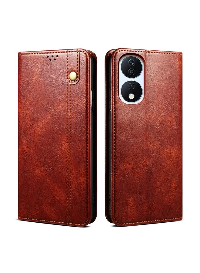 اس-توب جراب لهاتف Honor Play 8T 5G / X7b جراب هاتف جلدي من الشمع الزيتي بنسيج Crazy Horse - Image 1