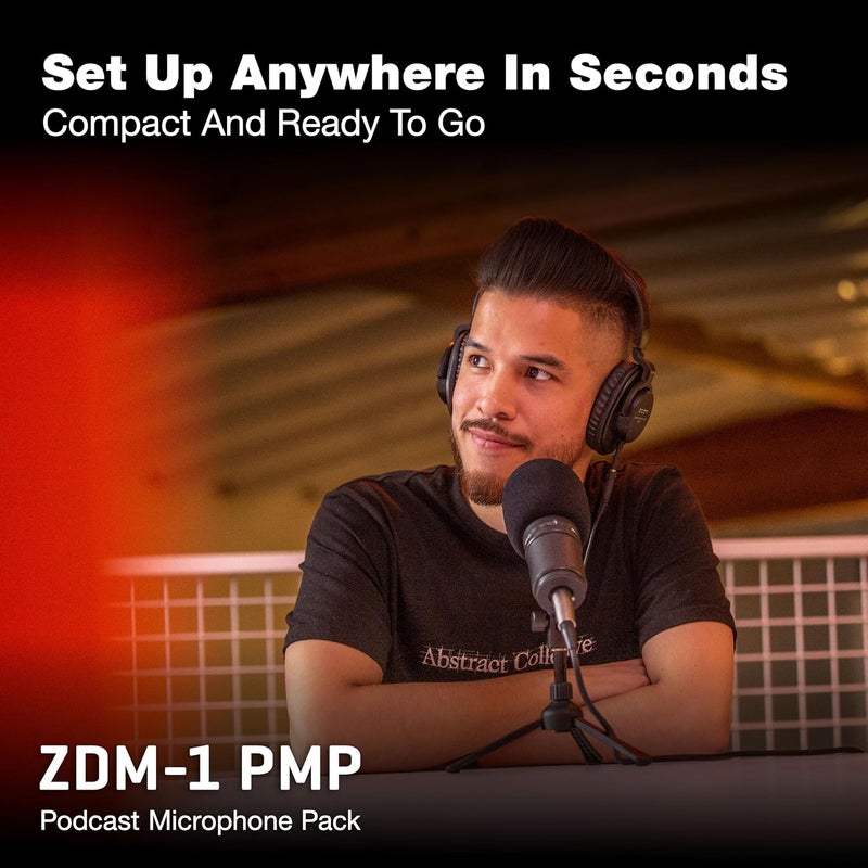 ZOOM ZDM-1 Podcast Mic Pack, Podcast Dynamic Microphone, Headphones, Tripod, Windscreen, XLR Cable, For Recording Podcasts - Image 5
