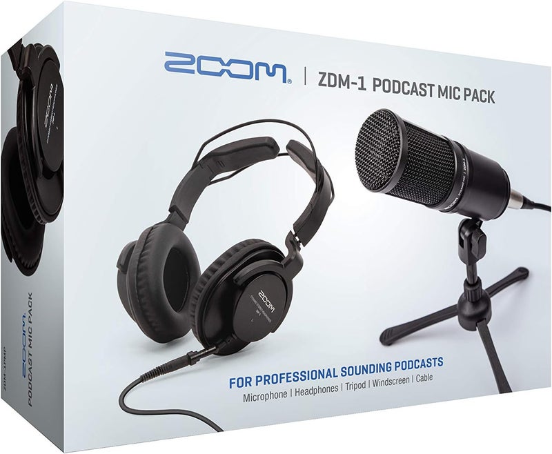 ZOOM ZDM-1 Podcast Mic Pack, Podcast Dynamic Microphone, Headphones, Tripod, Windscreen, XLR Cable, For Recording Podcasts - Image 1