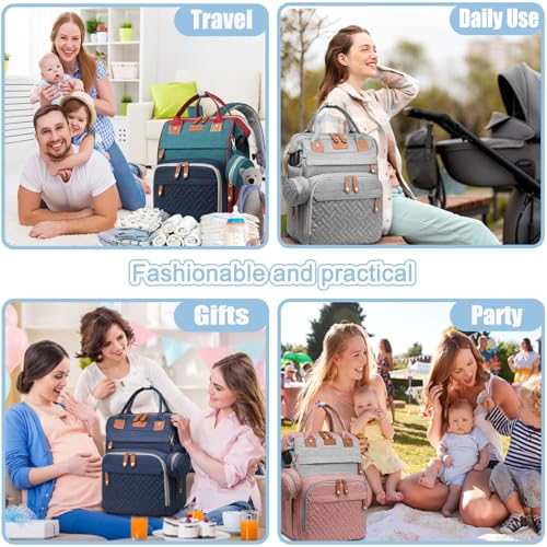 SHITIESHOU Diaper Bag Backpack Baby Bag for Mom Dad with Changing Pad, 19 Pockets, Large Waterproof Travel Baby Girl Boy Toddle Diaper Bag with Insulated Pocket, Baby Shower Gifts, Blue - Image 5