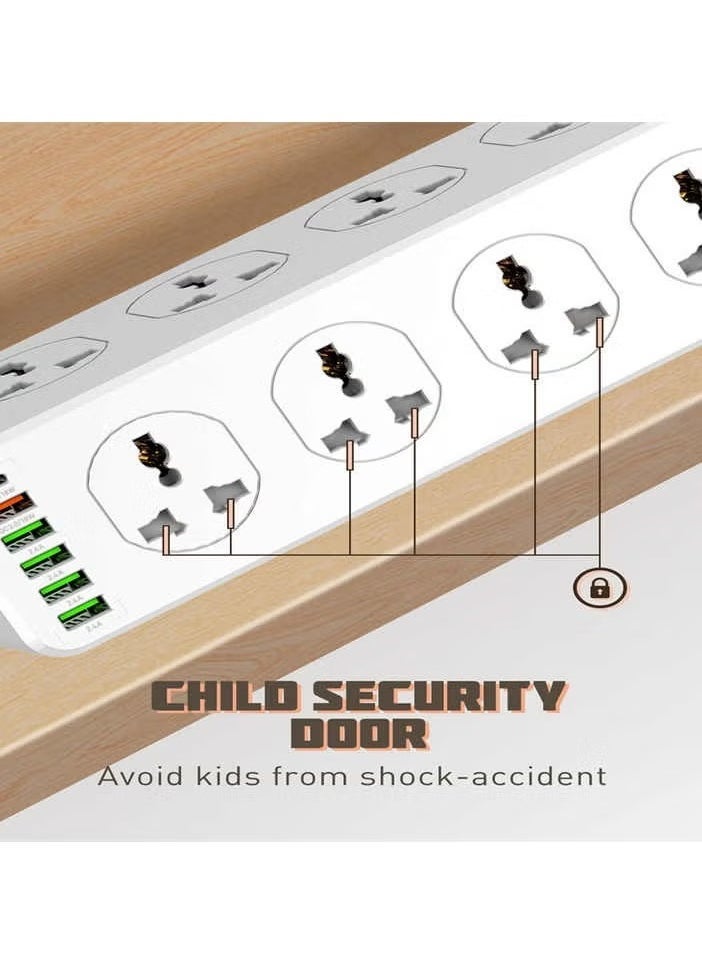 JAJEEK Universal Power Socket Wall Mount – New Power Strip with PD USB Charging Ports, 10-Way Outlet Extension Plug Socket for Home, Office & Electronics - Smart Charging and Safe Power Distribution - Image 5