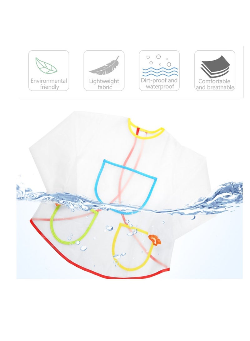 Y&D Kids Transparent Painting Apron with Pockets, Children Waterproof Long-sleeved Smock, Art Long Sleeved Aprons Painting, Full Coverage Bib for Drawing 2Pcs - Image 4