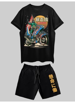 THREADCURRY THREADCURRY Hell Rider Printed Co-ord Set for Men - Half Sleeve Oversized T-Shirt and Shorts  - Image 1