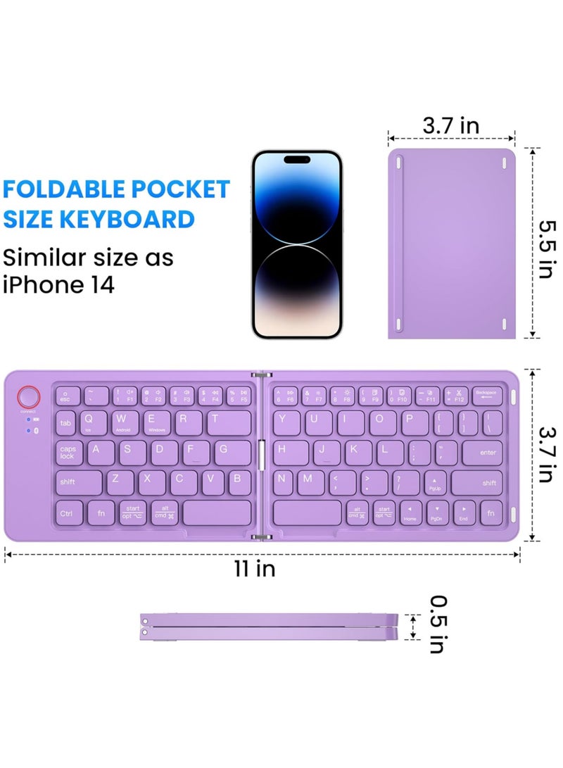 Rock Pow Mini Portable Wireless Folding Full Size Keyboard Sync Up to 3 Devices Aluminum Travel Keyboard for iPhone iPad Mac Android Windows iOS  - Image 5