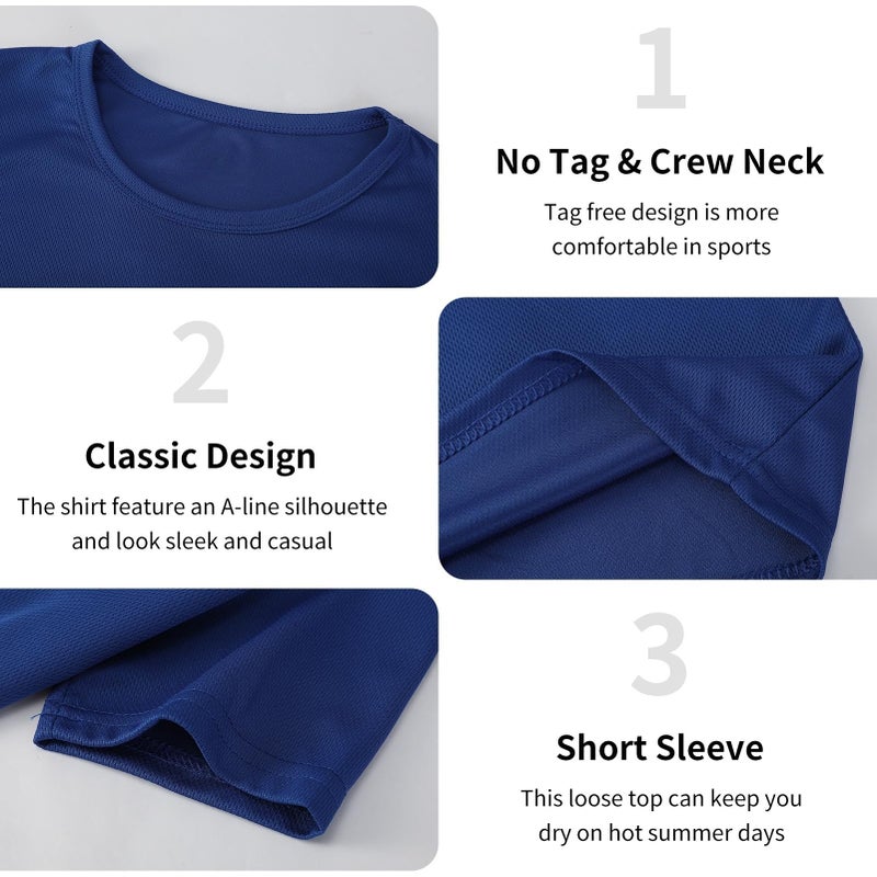 Phedrew 5 Pack Mens Active T-Shirts Crew Neck Athletic Short Sleeve Tops Moisture Wicking Running Tee Tops - Image 3