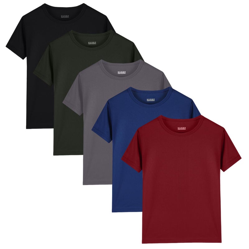 Phedrew 5 Pack Mens Active T-Shirts Crew Neck Athletic Short Sleeve Tops Moisture Wicking Running Tee Tops - Image 1