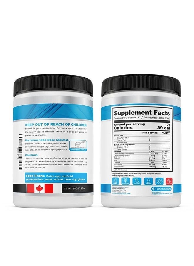 Renew Actives - Hydrolyzed Bovine Collagen Peptides Powder 100% Grass Fed Bovine Collagen - Unflavored Powdered Bone Broth Collagen Supplement for Healthy Skin, Hair, Joints - Keto and Paleo Friendly - Image 1