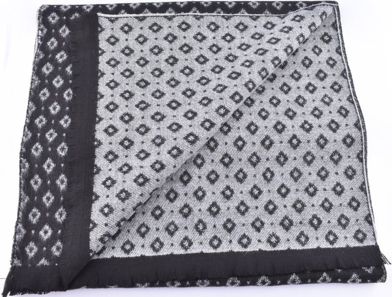 Firstmen 2023-03 Fm Patterned Double Sided Scarf/black-Gray  - Image 4