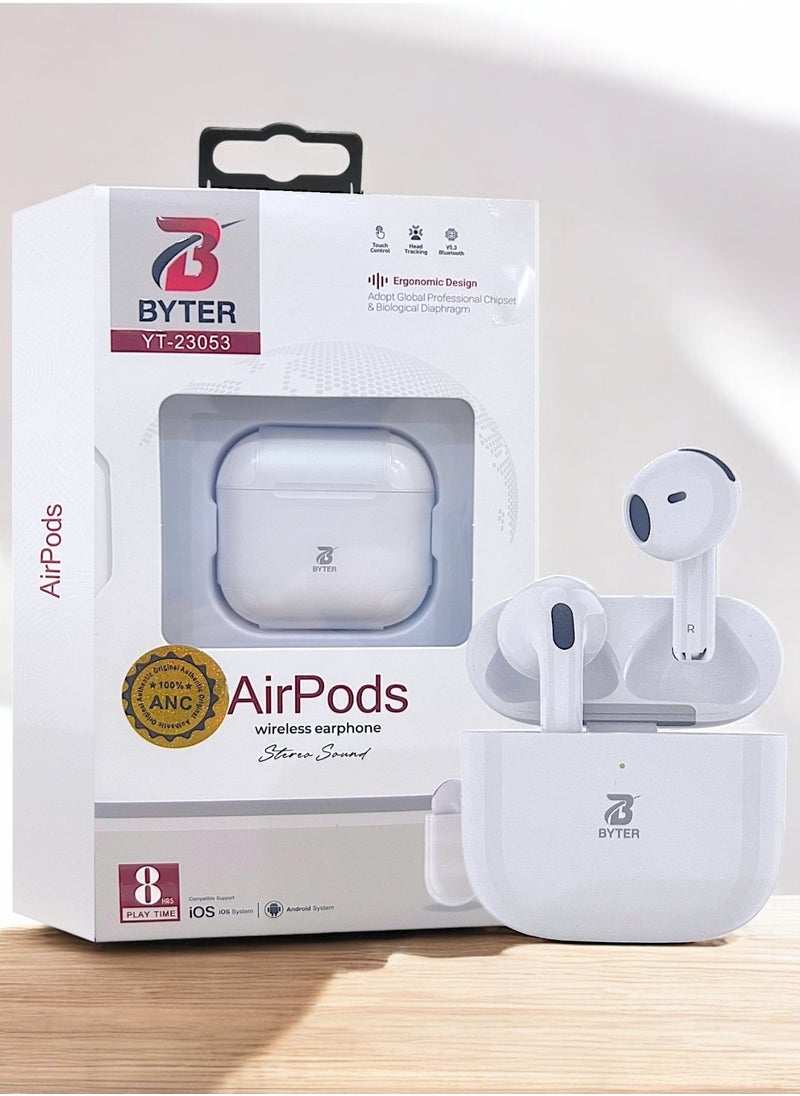 BYTER YT-23053 Original Pro 3 Bluetooth headset, third generation, a wireless Bluetooth headset that supports wireless charging, features clear sound and noise isolation, works on all mobile phones such as iPhone, Galaxy, Huawei  - Image 1