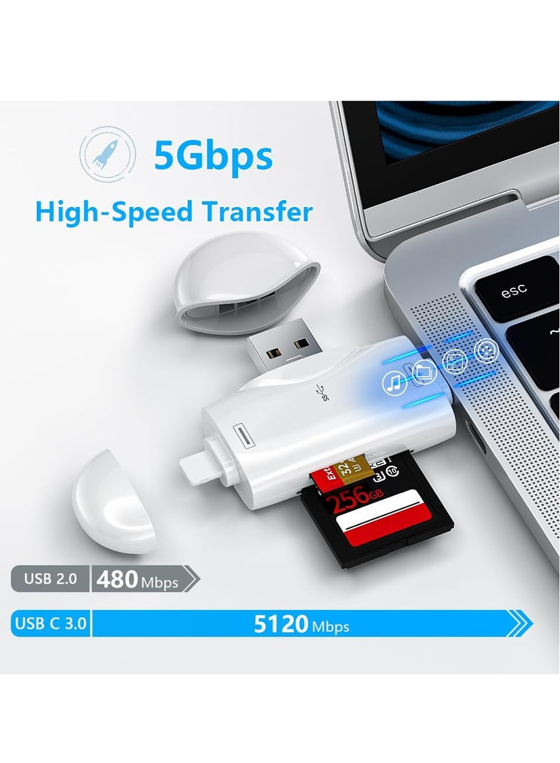 High-Speed 3-in-1 SD Card Reader for iPhone/iPad/Android/USB-C/Mac/PC - Portable Micro SD Card Adapter - Computer Memory Card Reader Viewer - Compatible with TF and SD Card. - Image 4