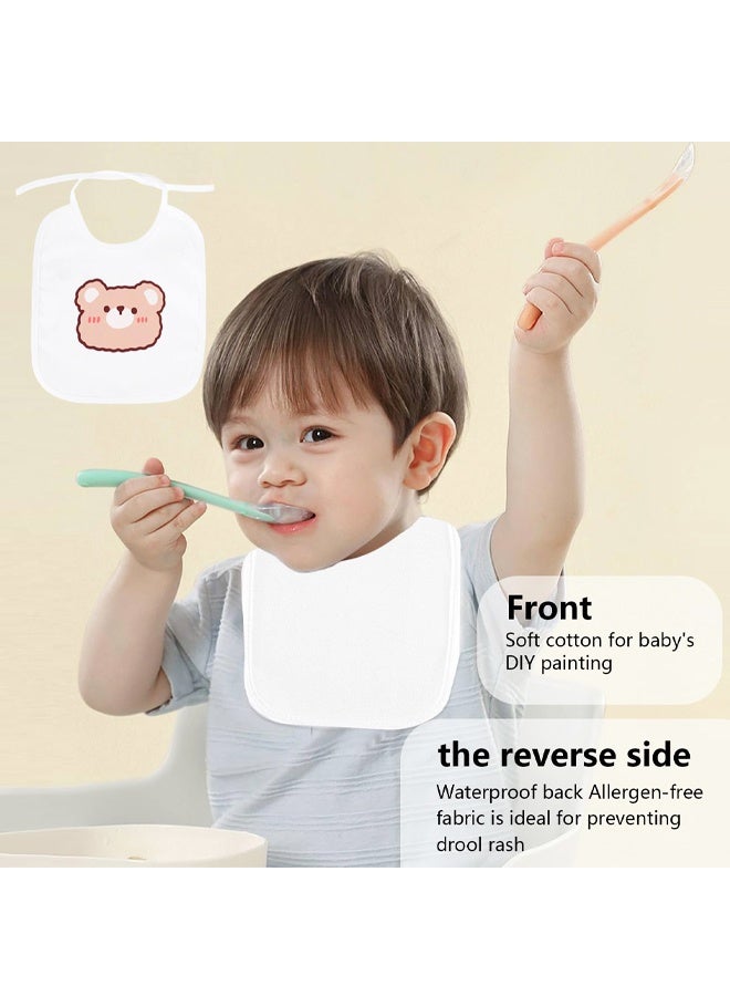 8 Pcs Baby White Bib for Painting, Waterproof Cotton Baby Bibs for Boys Girls, Dribble Drool Burping Bibs for Feeding Teething, Shower Party Gifts - Image 4
