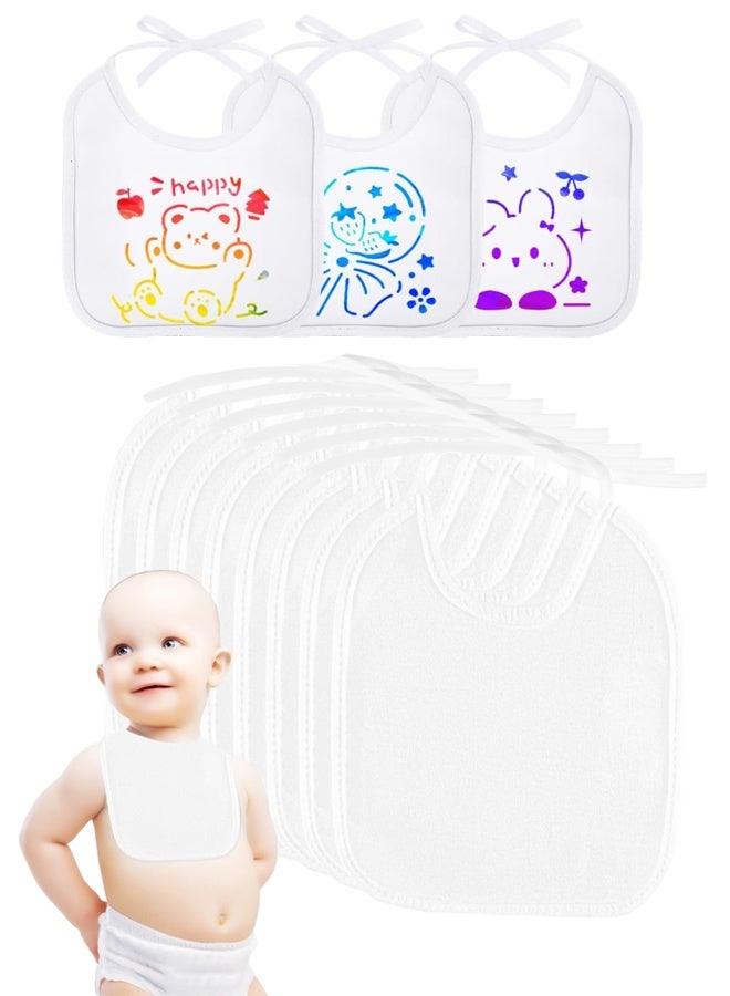 8 Pcs Baby White Bib for Painting, Waterproof Cotton Baby Bibs for Boys Girls, Dribble Drool Burping Bibs for Feeding Teething, Shower Party Gifts - Image 1