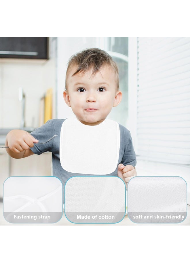8 Pcs Baby White Bib for Painting, Waterproof Cotton Baby Bibs for Boys Girls, Dribble Drool Burping Bibs for Feeding Teething, Shower Party Gifts - Image 3