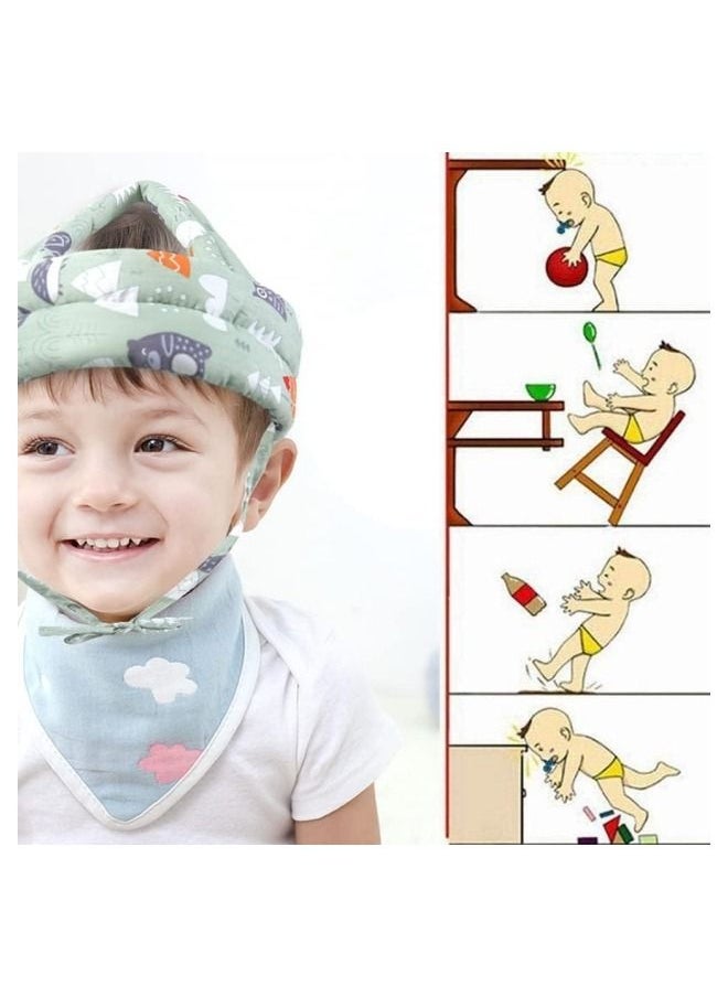 HXDream - Baby Safety Helmet,Baby Head Protector, Breathable Head Guard Cute Hat 2 PCS, Adjustable No Bump Hard Hat Head Pad Crash Cap for 6-36 Months Crawling Walking（forest + starfish） - Image 1